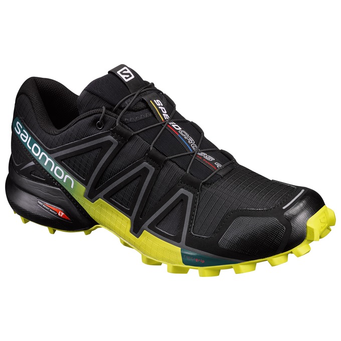 Salomon Singapore Mens Trail Running Shoes - SPEEDCROSS 4 Black/Yellow | 04319-WMID